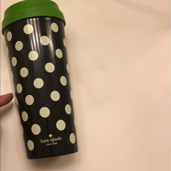 kate spade Other - Kate Spade Black White Polka Dot Travel Coffee Mug
